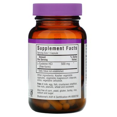 L-Цистеїн Bluebonnet Nutrition (L-Cysteine) 500 мг 60 капсул