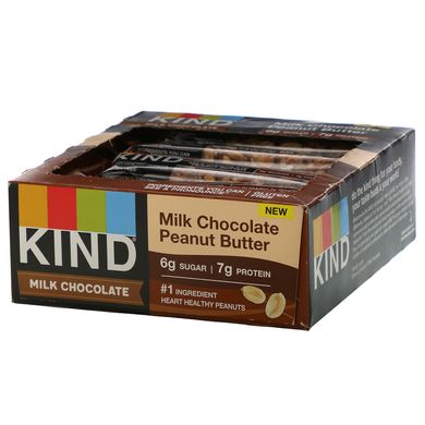 Молочний шоколад, арахісова олія, Milk Chocolate, Peanut Butter, KIND Bars, 12 батончиків по 40 г кожен