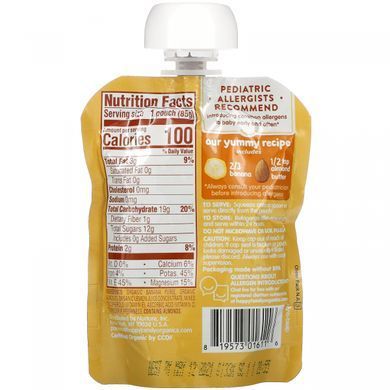 Happy Family Organics, Happy Baby, nut mixes, from 6 months, organic bananas with 1/2 teaspoon of almond butter, 3 ounces (85 g)