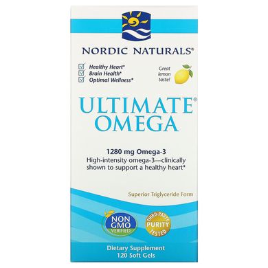 Омега лимон Nordic Naturals (Ultimate Omega Lemon) 1280 мг 120 желатиновых капсул купить в Киеве и Украине
