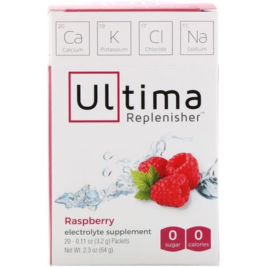 Електроліти смак малини Ultima Replenisher (Electrolyte Supplemen) 20 пакетів по 3.2 г
