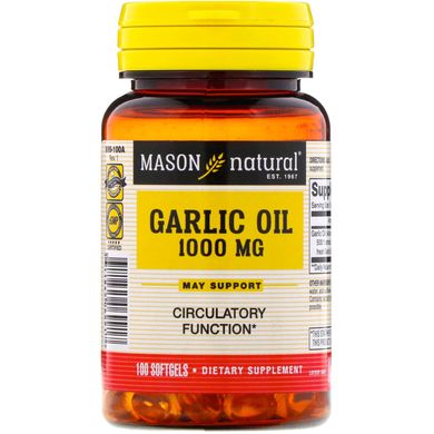 Часникова олія (Garlic Oil), Mason Natural 1000, 100 капсул