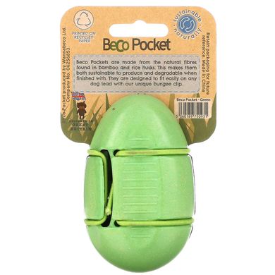 Beco Pocket, екологічний диспенсер для пакетів, зелений, Beco Pets, 1 пакет Beco Pocket, 15 пакетиків