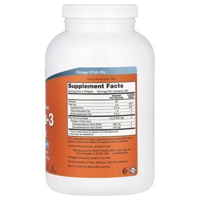 Омега-3 180 ЭПК / 120 ДГК Now Foods (Omega-3 180 EPA/120 DHA) 500 желатиновых капсул купить в Киеве и Украине