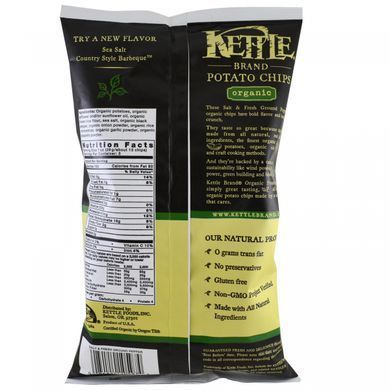 Органические картофельные чипсы, соль и свежемолотый перец, Kettle Foods, 5 унций (142 г) купить в Киеве и Украине