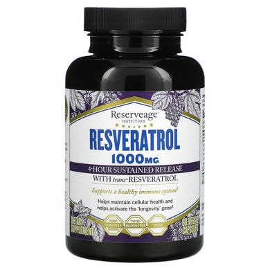 ReserveAge Nutrition, Ресвератрол з транс-ресвератролом, 500 мг, 60 рослинних капсул