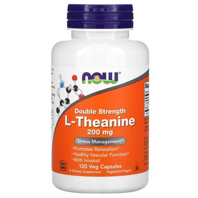 Теанін Now Foods (L-Theanine) 200 мг 120 рослинних капсул