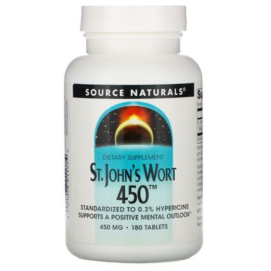 Звіробій 450, St. John's Wort Extract, Source Naturals, 450 мг, 180 таблеток