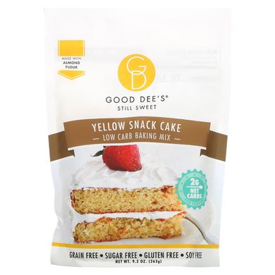 Good Dee's, Суміш для випічки з низьким вмістом вуглеводів, жовтий закусочний торт, 9,3 унції (263 г)