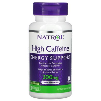 Кофеїн Natrol (Caffeine) 200 мг 100 таблеток