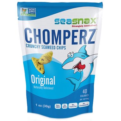 Chomperz, хрусткі чіпси з морських водоростей, оригінальний смак, SeaSnax, 1 унція (30 г)
