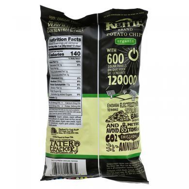 Органические картофельные чипсы, соль и свежемолотый перец, Kettle Foods, 5 унций (142 г) купить в Киеве и Украине