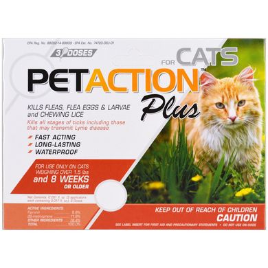 Для кішок, PetAction Plus, 3 дози по 0,51 мл