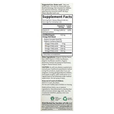 Garden of Life, Kind Organics, Vegan D3, vanilla spray, 2 ounces (60 ml)
