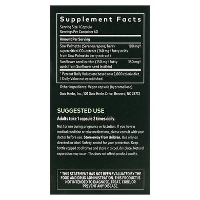 Со Пальметто Gaia Herbs (Saw Palmetto) 60 капсул купить в Киеве и Украине