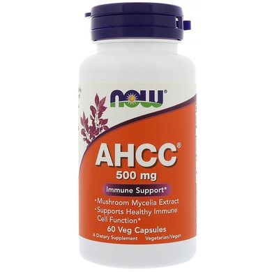 Екстракт грибного міцелію Now Foods (AHCC) 500 мг 60 рослинних капсул