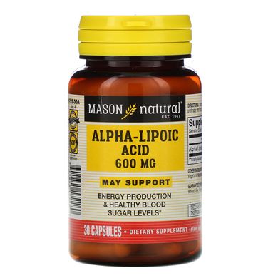 Альфа-ліпоєва кислота, Mason Natural, 600 мг, 30 капсул