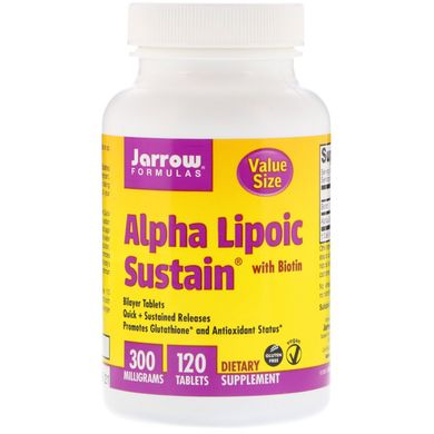 Витримка альфа-ліпоєвої кислоти з біотином Jarrow Formulas (Alpha Lipoic Sustain with Biotin) 300 мг 120 таблеток