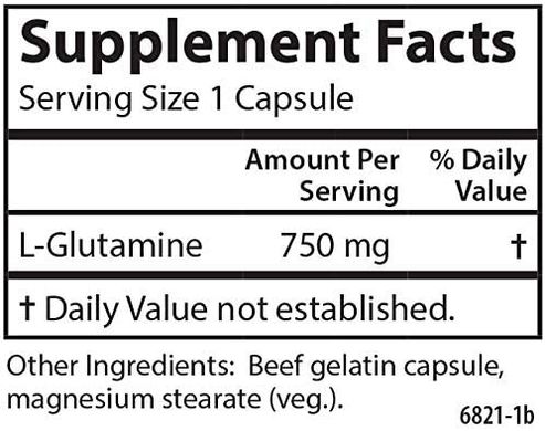 Л-Глютамін Carlson Labs (L-Glutamine) 750 мг 90 капсул