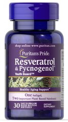 Ресвератрол і пікногенол®, Resveratrol,Pycnogenol®, Puritan's Pride, 100 мг / 30 мг, 30 капсул
