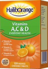 Вітаміни А, С та D для всієї родини Haliborange (Vitamins A, C & D) 120 жувальних цукерок