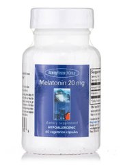 Мелатонин 20 мг, Melatonin 20 mg, Allergy Research Group, 60 вегетарианских капсул купить в Киеве и Украине