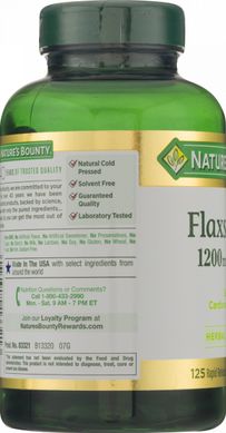 Лляна олія для підтримки серцево-судинної системи, Nature's Bounty, 1200 мг, 125 капсул
