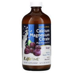 Цитрат кальцію і магнію плюс вітамін Д-3, виноград, Liquid Calcium Magnesium Citrate, LifeTime Vitamins, 16 рідких унцій (473 мл)