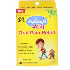 4 Kids, усуває болі в роті, вік від 2 до 12 років, Hyland's, 125 таблеток