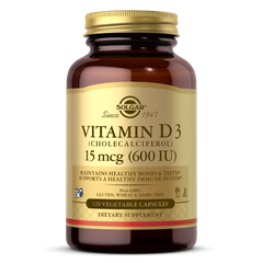 Натуральный витамин Д3 Solgar (Vitamin D3) 15 мкг 600 МЕ 120 вегетарианских капсул купить в Киеве и Украине