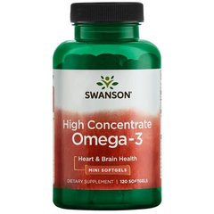 Концентрат High Omega-3 Hiгh Concentrate Omeгa-3, Swanson, 570 мг 120 капсул