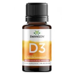Рідкі каплі з вітаміном Д3 Swanson (Vitamin D3 Bone and Immune Health 2000 IU) 2000 МО 1 флакон