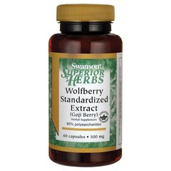 Стандартизований екстракт Вовча ягода, Wolfberry Standardized Extract (Goji Berry), Swanson, 500 мг, 60 капсул