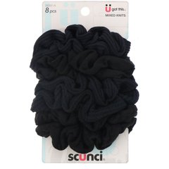 Резинки для волос Mixed Knits Ponytail Holder, черные, Scunci, 8 штук купить в Киеве и Украине