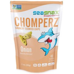 Chomperz, хрусткі чіпси з морських водоростей, з цибулею, SeaSnax, 1 унцій (30 г)