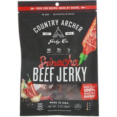 В'ялена яловичина з соусом шрірача, Country Archer Jerky, 3 унції (85 г)