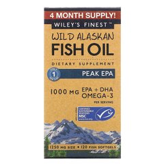 Аляскінський риб'ячий жир Wiley's Finest (Wild Alaskan Fish Oil) 1250 мг 120 капсул