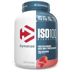 ISO100 гідролізований, 100% ізолят сироваткового білка, полуниця, Dymatize Nutrition, 2,3 кг