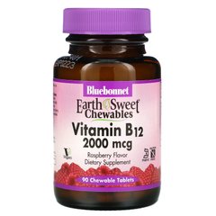 Витамин B12 Bluebonnet Nutrition (Vitamin B12 EarthSweet) 2000 мкг 90 таблеток со вкусом малины купить в Киеве и Украине