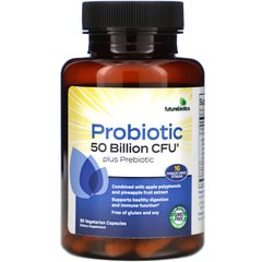 Пробіотик плюс пребіотик, Probiotic Plus Prebiotic, FutureBiotics, 50 мільярдів КУО, 60 вегетаріанських капсул
