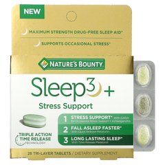 Nature's Bounty, Sleep3+, підтримка стресу, 28 тришарових таблеток