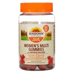 Мультивітаміни з біотином для жінок смак малини Sundown Naturals (Women's Multivitamin Gummies) 60 жувальних цукерок