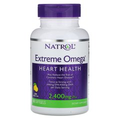 Омега, лимон, Extreme Omega, Natrol, 2400 мг, 60 м'яких таблеток