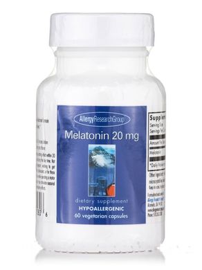 Мелатонін 20 мг, Melatonin 20 mg, Allergy Research Group, 60 вегетаріанських капсул