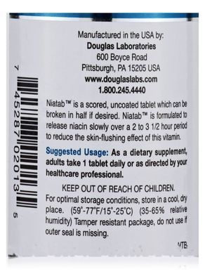 Niacin Douglas Laboratories (Niatab) 100 tablets