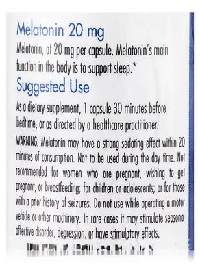 Мелатонин 20 мг, Melatonin 20 mg, Allergy Research Group, 60 вегетарианских капсул купить в Киеве и Украине