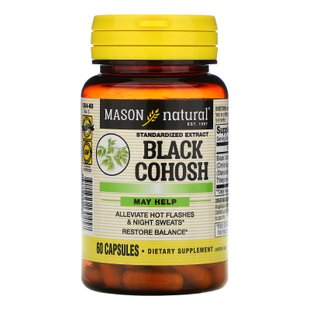 Черный Конош, стандартизированный экстракт, Black Cohosh, Standardized Extract, Mason Natural, 60 капсул купить в Киеве и Украине