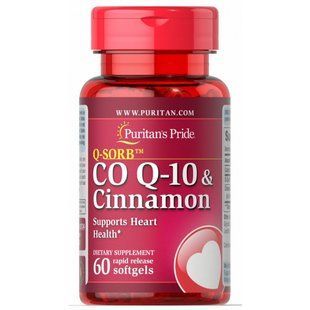 Q-SORB &trade; Co Q-10 и Корица, Q-SORB&trade; Co Q-10 & Cinnamon, Puritan's Pride, 60 капсул купить в Киеве и Украине