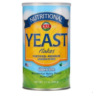 Пищевые дрожжи, хлопья, Nutritional Yeast Flakes Vitamin B12, KAL, 12 унций (340 г) купить в Киеве и Украине