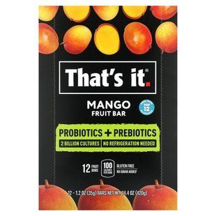That's It, Probiotics + Prebiotics Fruit Bar, Mango, 12 Bars, 1.2 oz (35 g) Each купить в Киеве и Украине